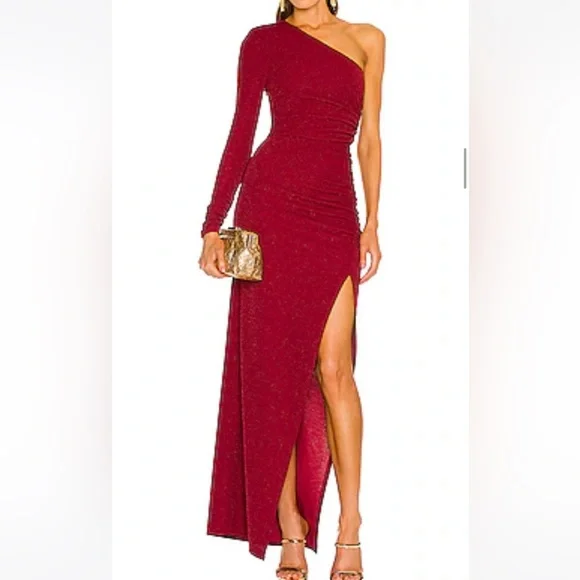 open lace back dress Plunging High Slit Dress
